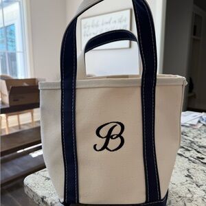 L.L. Bean Canvas Tote with Navy Blue Stitching